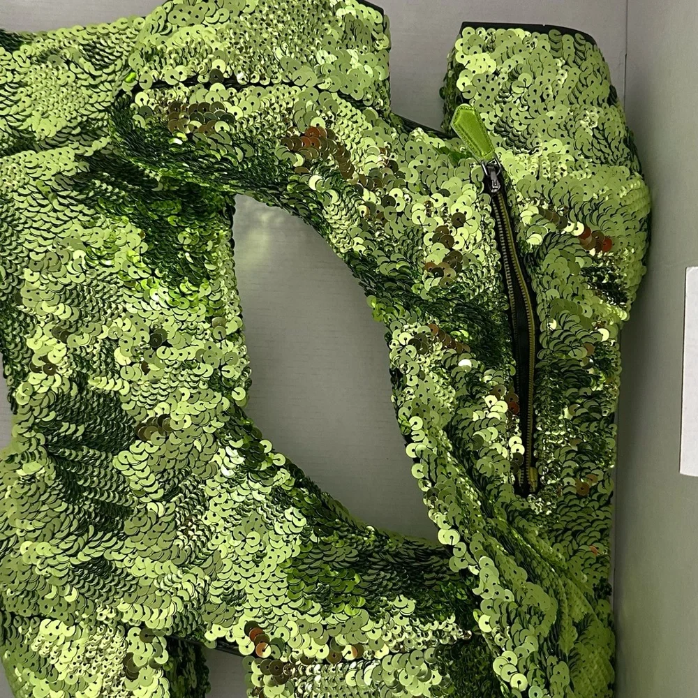 Prada Green Sequined Platform Boots - Picture 12 of 12